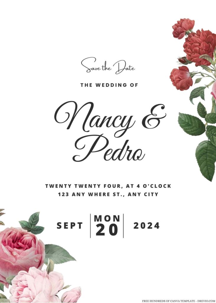 Free Editable Watercolor Flower Colorful Bouquet Wedding Invitation