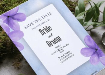 (Free Editable PDF) Splendid Purple Floral Wedding Invitation Templates