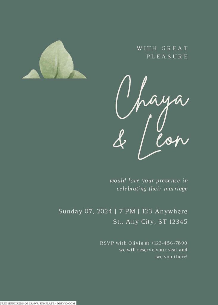 Free Editable Sage Eucalyptus Floral Watercolor Wedding Invitation