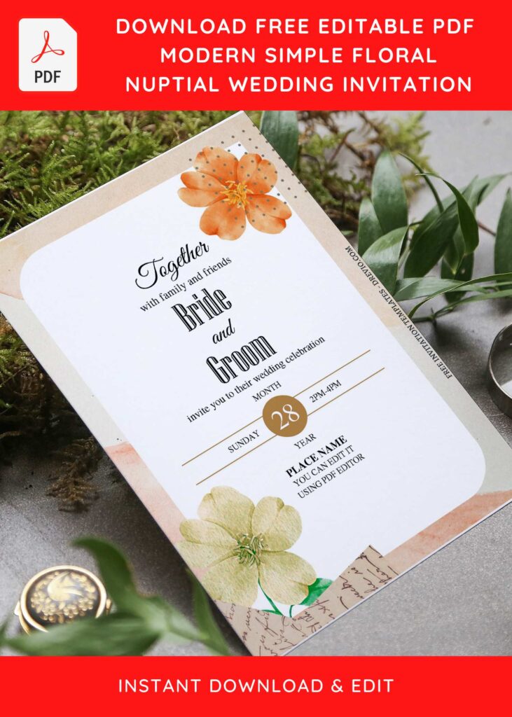 Invitation Template of (Free Editable PDF) Modern Artistic Floral Wedding Invitation Templates 6