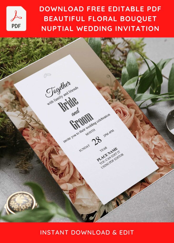 Invitation Template of (Free Editable PDF) Vintage Flower Bouquet Wedding Invitation Templates 6