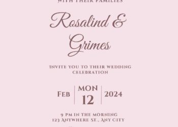 Free Editable Cream Pink Floral Watercolor Wedding Invitation