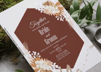 (Free Editable PDF) Earthy Bohemian Style Wedding Invitation Templates with Watercolor floral