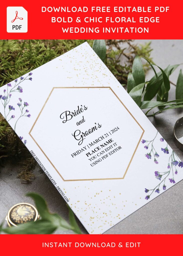 Invitation Template of (Free Editable PDF) Lively Bright Spring Floral Wedding Invitation Templates 6