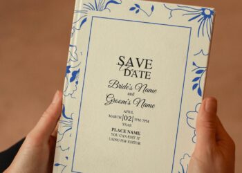 (Free Editable PDF) Minimalist Floral Pattern Wedding Invitation Templates
