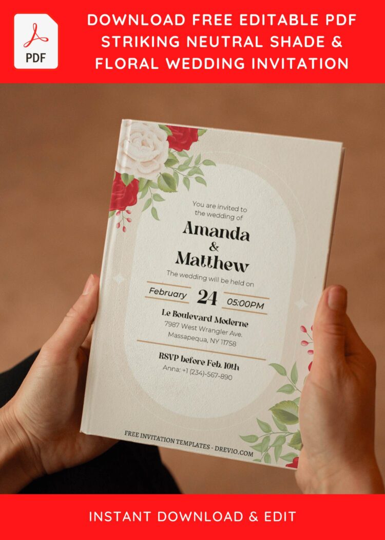 (Free Editable PDF) Cheery Spring Flowers Wedding Invitation Templates ...