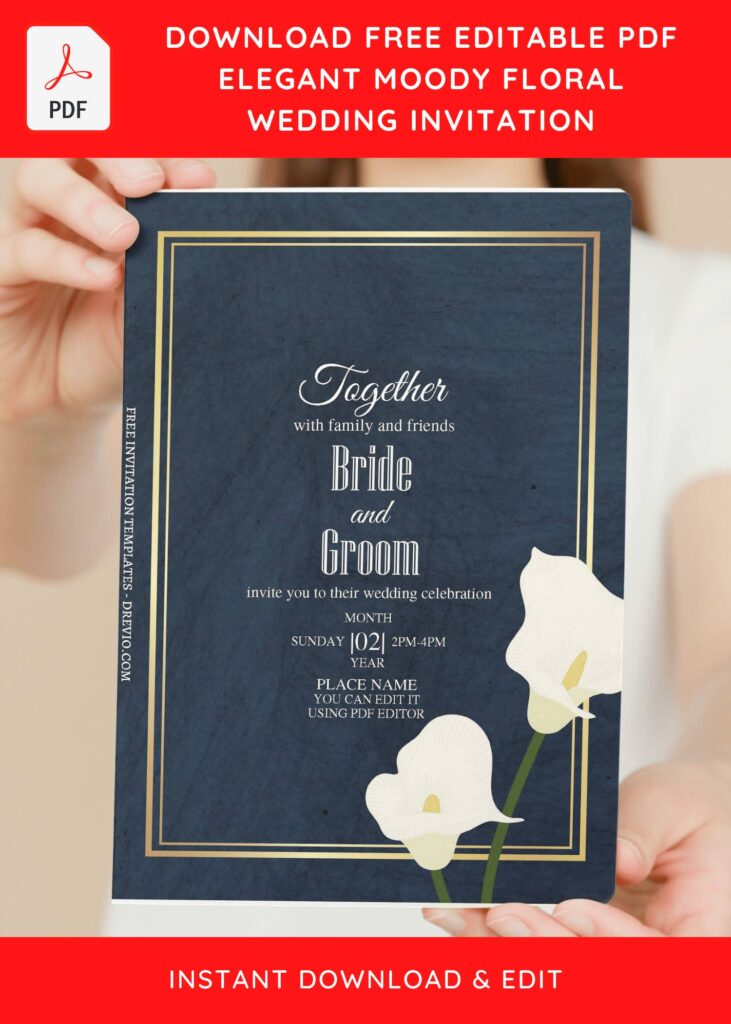 Invitation Template of (Free Editable PDF) Elegant Moody Tulip And Lily Wedding Invitation Templates 5