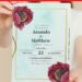 (Free Editable PDF) Enchanted Burgundy Flower Wedding Invitation Templates
