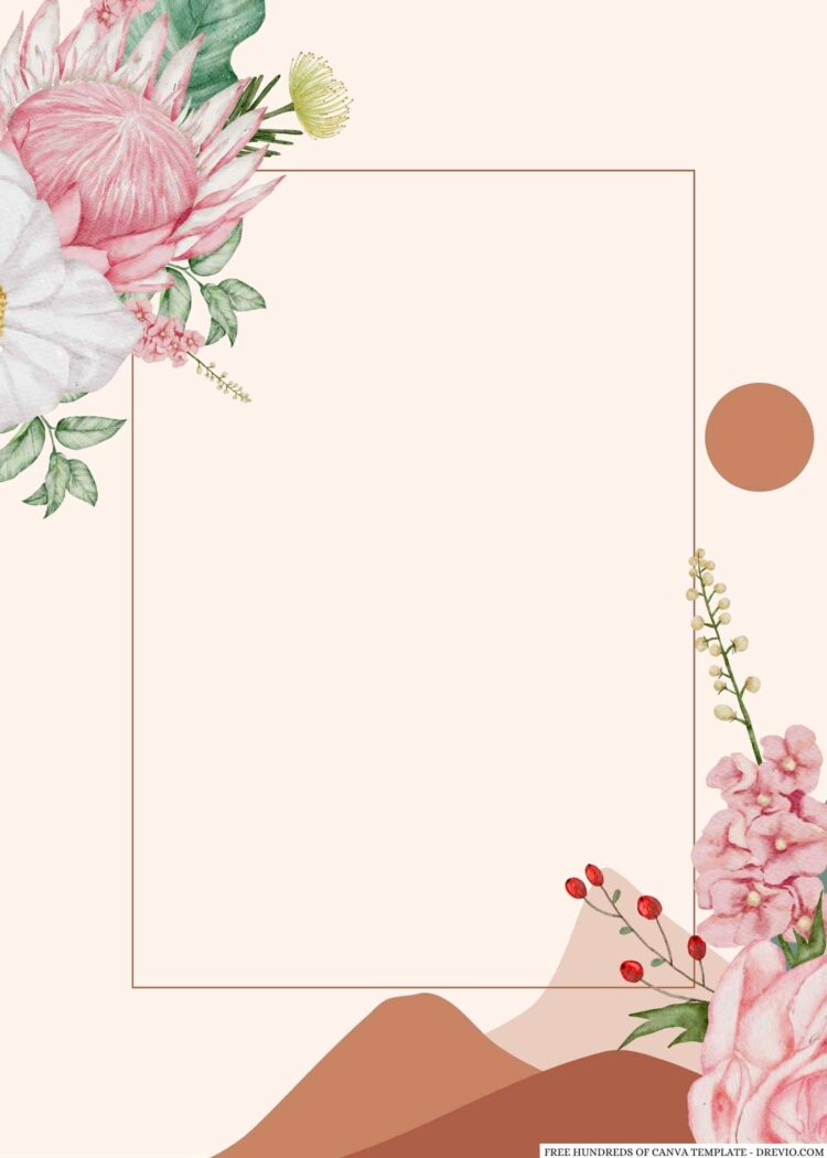 22+ Terracotta Pink Flower Bouquet Canva Wedding Invitation Templates ...