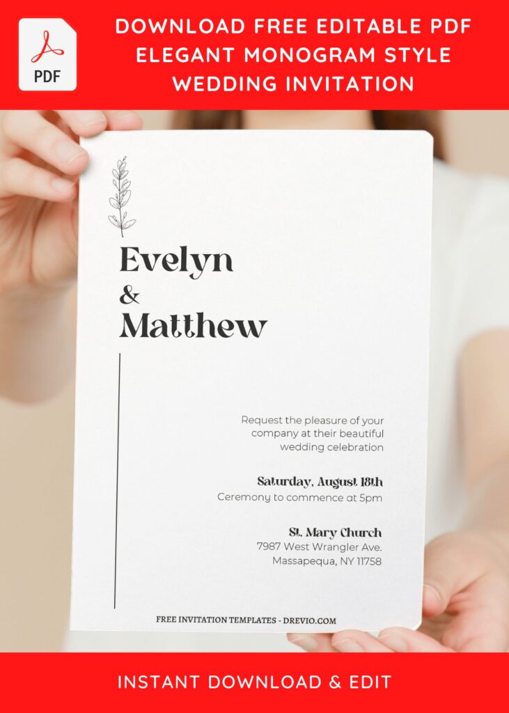 Invitation Template of (Free Editable PDF) Elegant Typography Style Wedding Invitation Templates 5