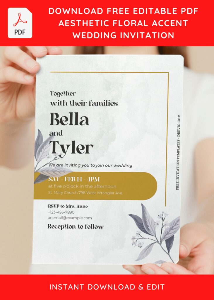 Invitation Template of (Free Editable PDF) Aesthetic Floral Accent Wedding Invitation Templates 5