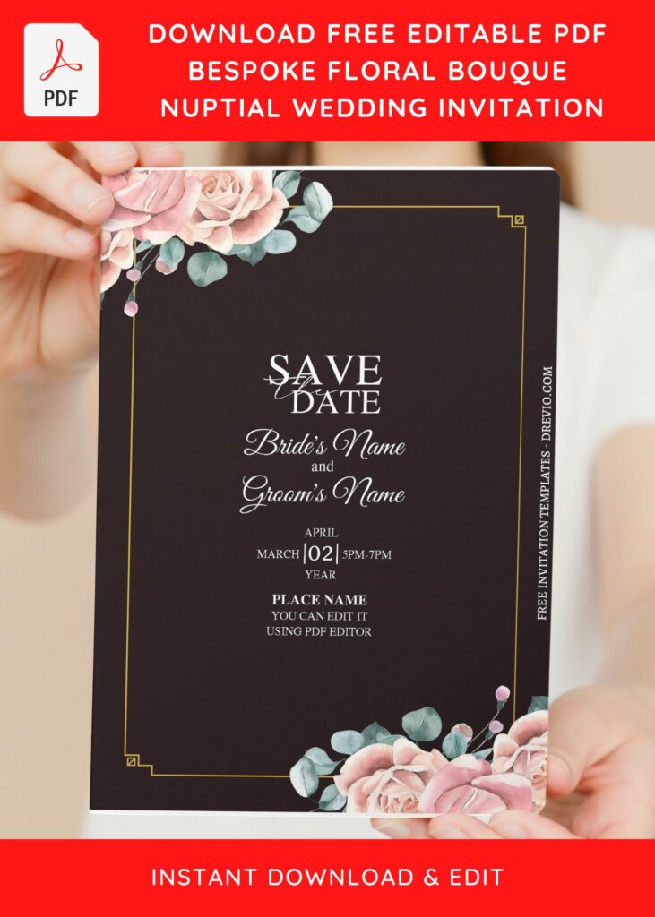 Invitation Template of (Free Editable PDF) Vintage Ornament Floral Wedding Invitation Templates 5