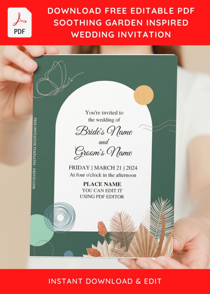 (Free Editable PDF) Soothing Garden Inspired Wedding Invitation Templates with arch box