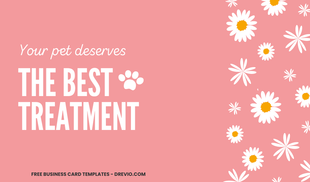 Colorful Pet Care Business Card Templates - Editable Canva Templates with white daisy