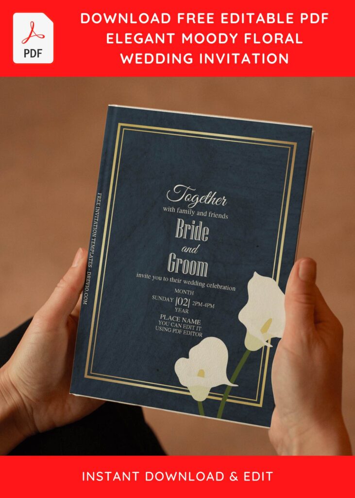 Invitation Template of (Free Editable PDF) Elegant Moody Tulip And Lily Wedding Invitation Templates 4