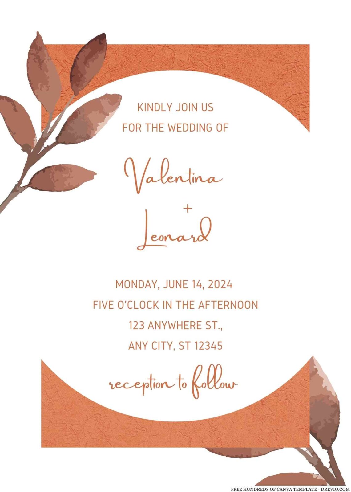 Free Editable Terracotta Yellow Ochre Wedding Invitation