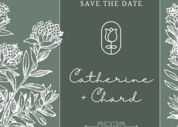 Free Editable Sage Flower Plant Detail Line Wedding Invitation