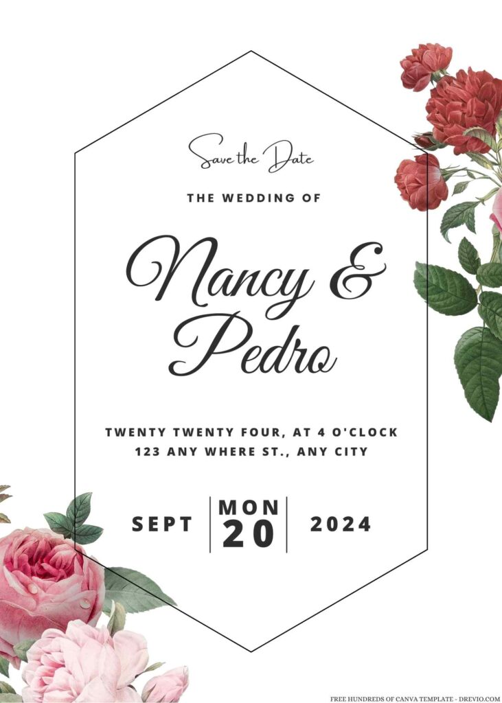 Free Editable Watercolor Flower Colorful Bouquet Wedding Invitation