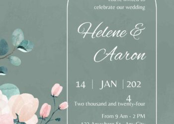 Free Editable Sage Watercolor Leaves Assortment Wedding Invitation