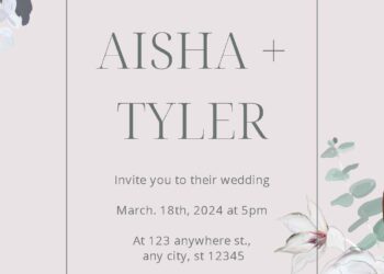 Free Editable Cream White Floral Watercolor Wedding Invitation