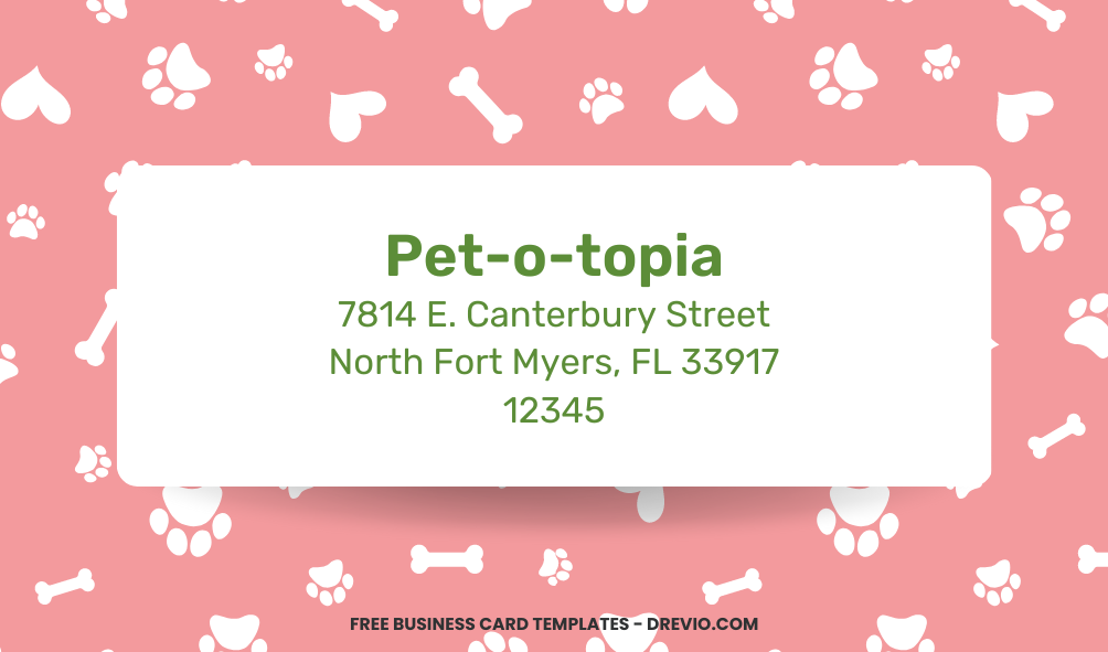 Colorful Pet Care Business Card Templates - Editable Canva Templates with cute paw prints