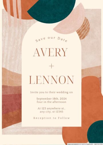 20+ Watercolor Shape Terracotta Canva Wedding Invitation Templates ...