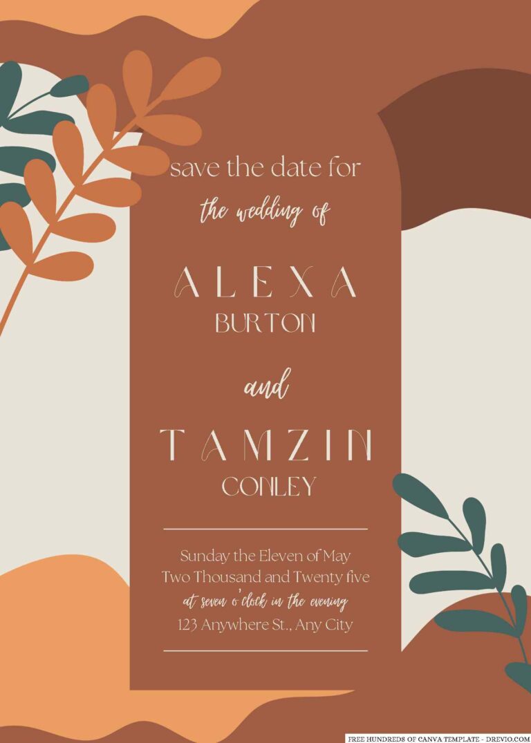 14+ Terracotta Leaves Canva Wedding Invitation Templates | Download ...