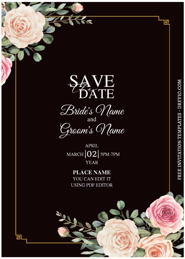 (free Editable Pdf) Vintage Ornament Floral Wedding Invitation 