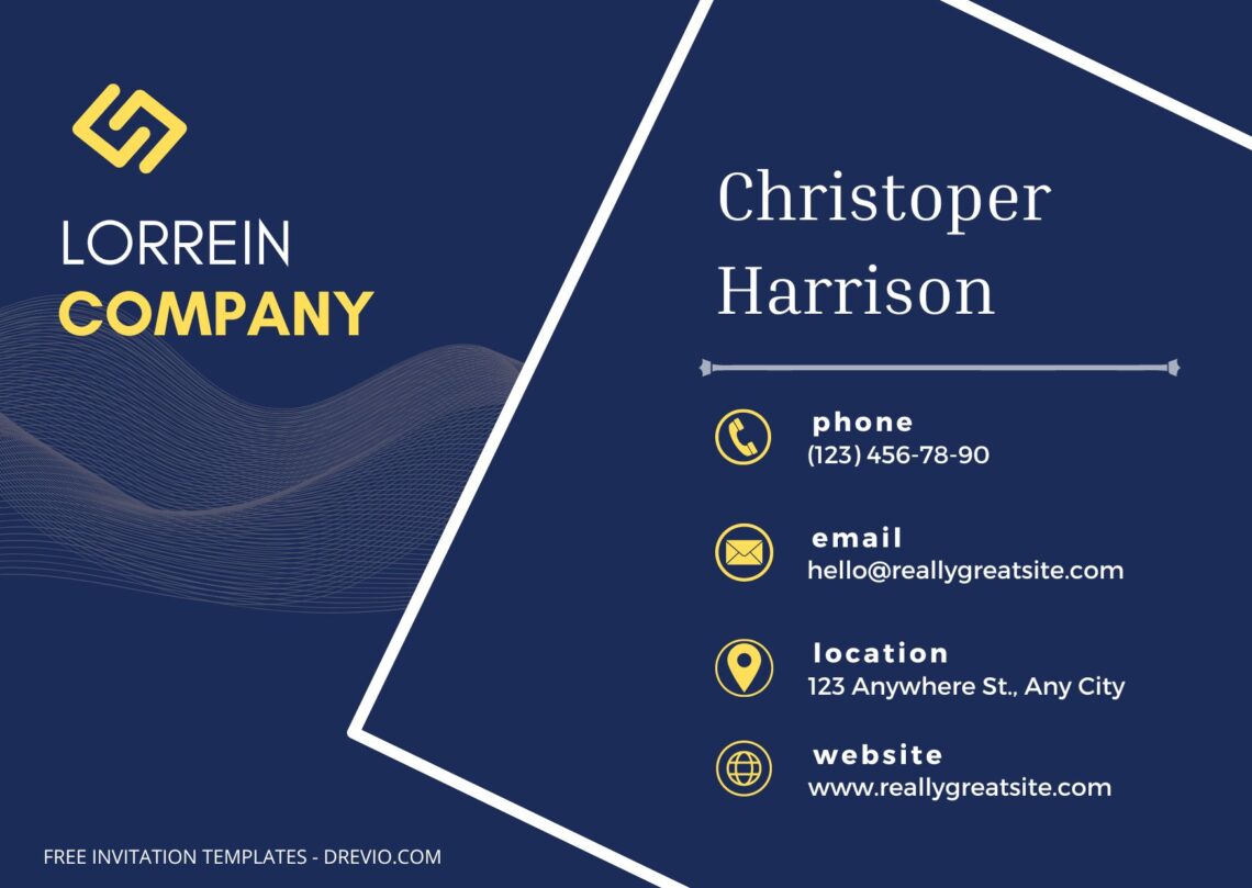 Blue & Gold Business Card Templates - Editable Canva Templates Square One Front
