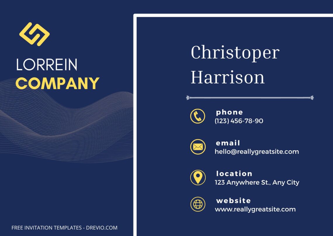 Blue & Gold Business Card Templates - Editable Canva Templates Square Two Front