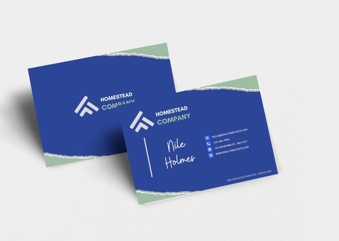 Blue Inspire Industry Business Card Templates - Editable Canva Templates MU 1-2