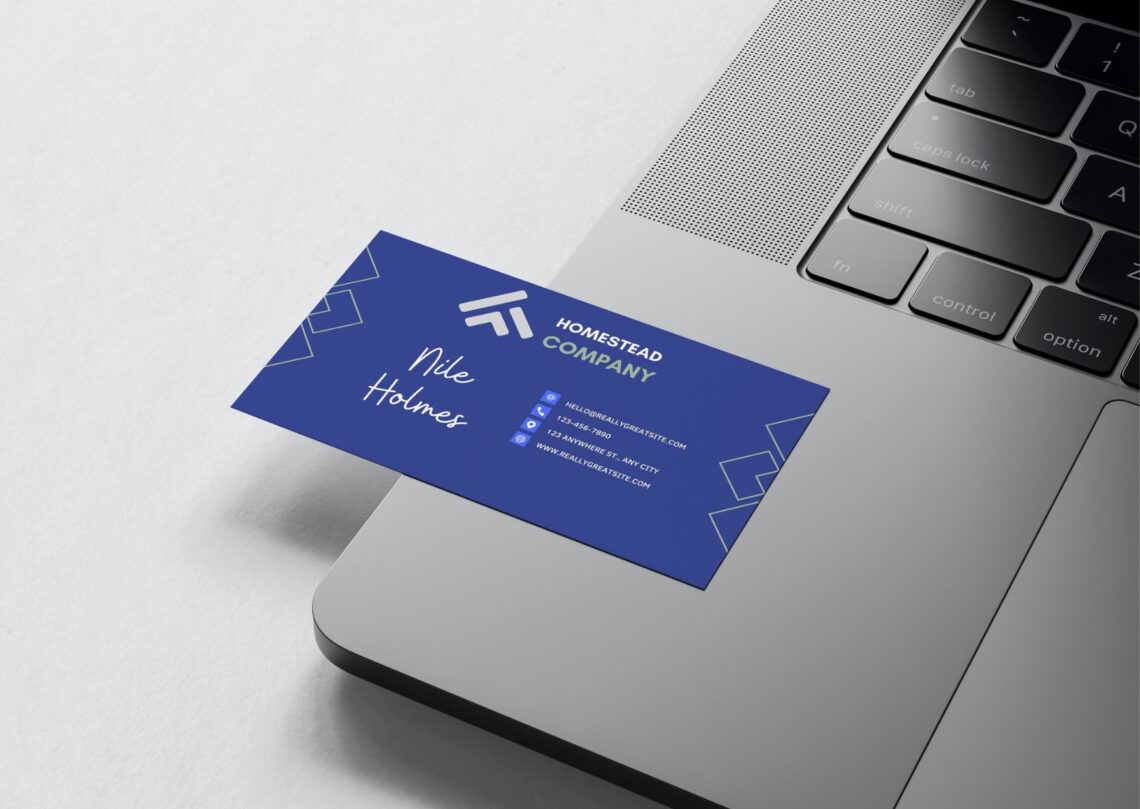 Blue Inspire Industry Business Card Templates - Editable Canva Templates MU 5