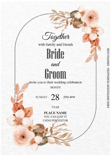 (Free Editable PDF) Watercolor Blush Floral Arch Wedding Invitation ...
