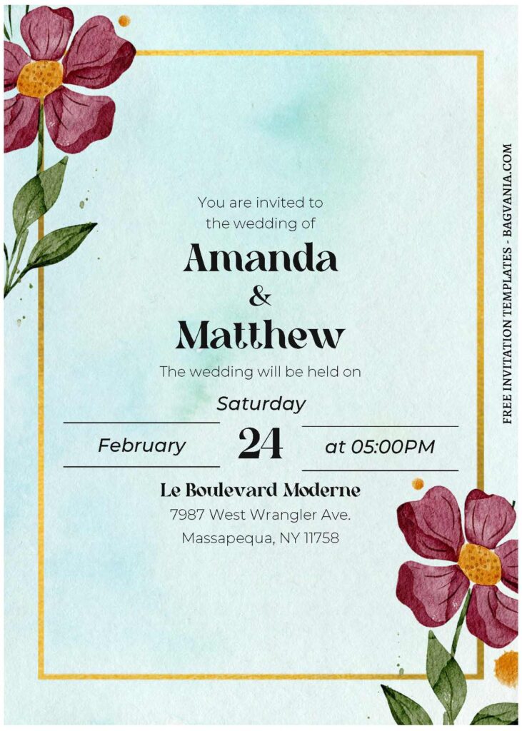 Invitation Template of (Free Editable PDF) Enchanted Burgundy Flower Wedding Invitation Templates 2