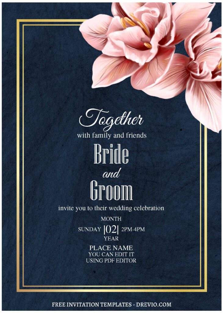 Invitation Template of (Free Editable PDF) Elegant Moody Tulip And Lily Wedding Invitation Templates 2