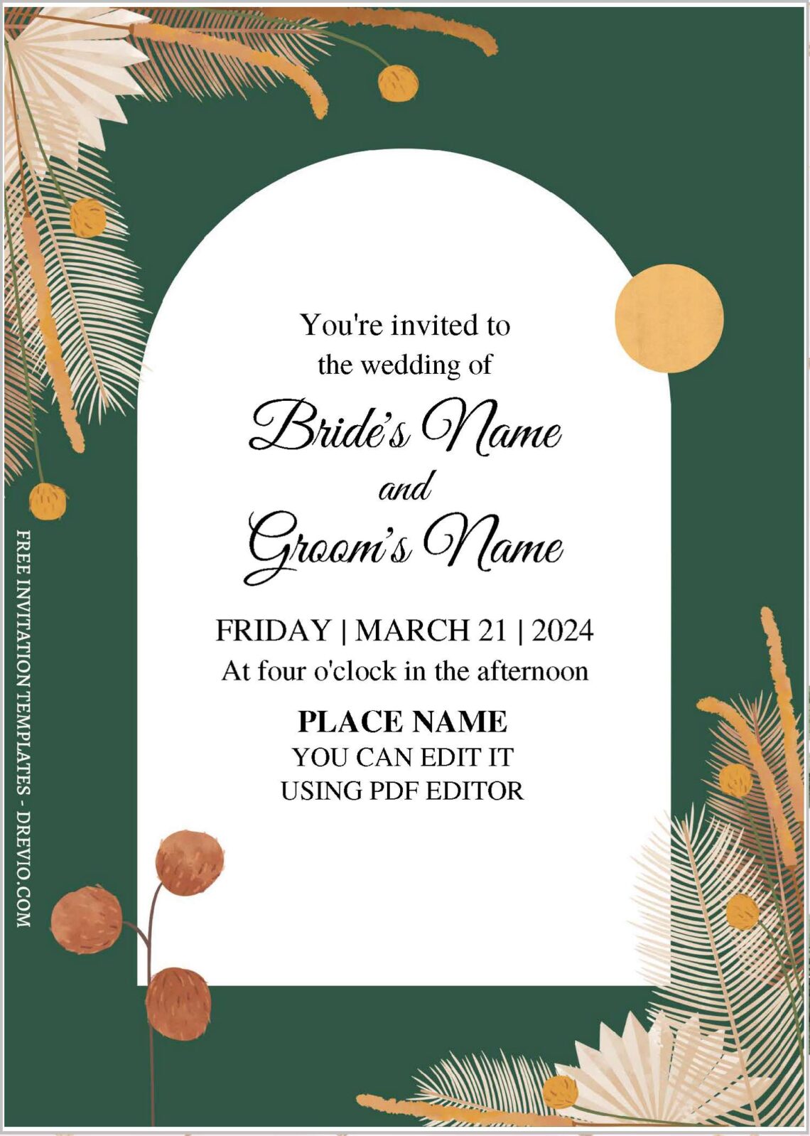 (Free Editable PDF) Soothing Garden Inspired Wedding Invitation Templates with elegant fonts