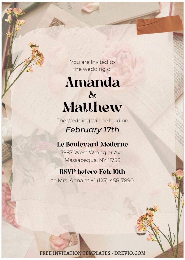 (Free Editable PDF) Splendid Rustic Wedding Invitation Templates with elegant font styles
