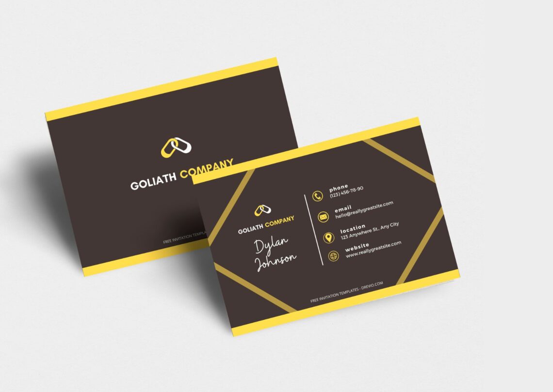 Fancy Gold Lines Business Card - Editable Canva Templates MU 3-4