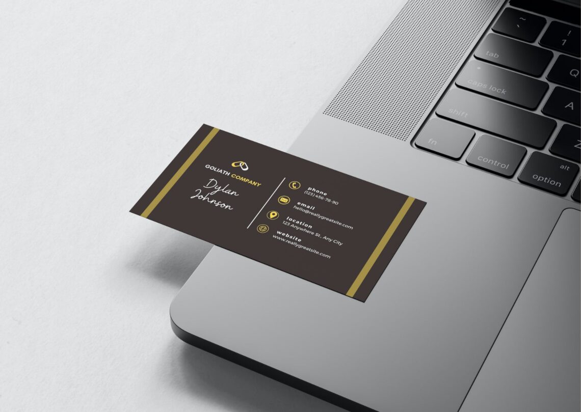 Fancy Gold Lines Business Card - Editable Canva Templates MU 5