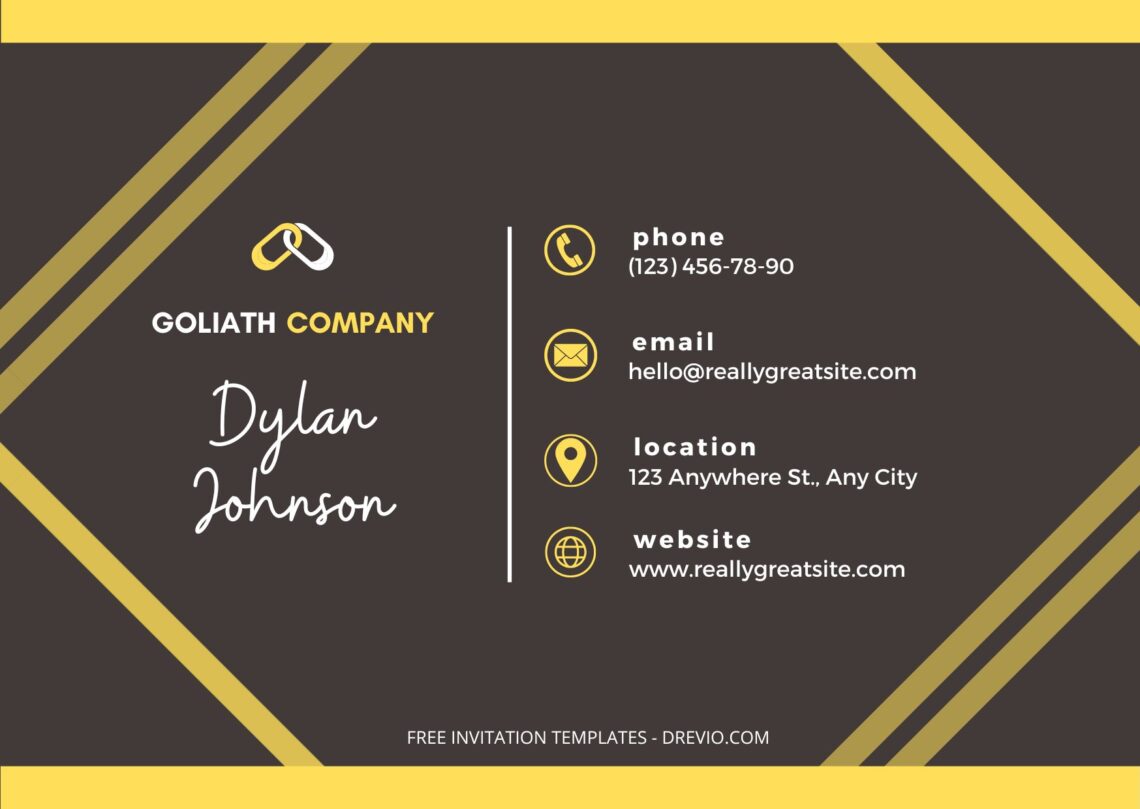 Fancy Gold Lines Business Card - Editable Canva Templates Double Lines Front