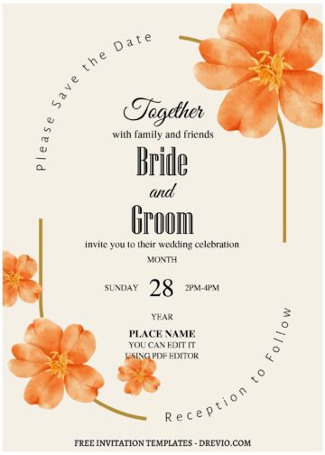 (Free Editable PDF) Autumn Floral Countryside Wedding Invitation ...