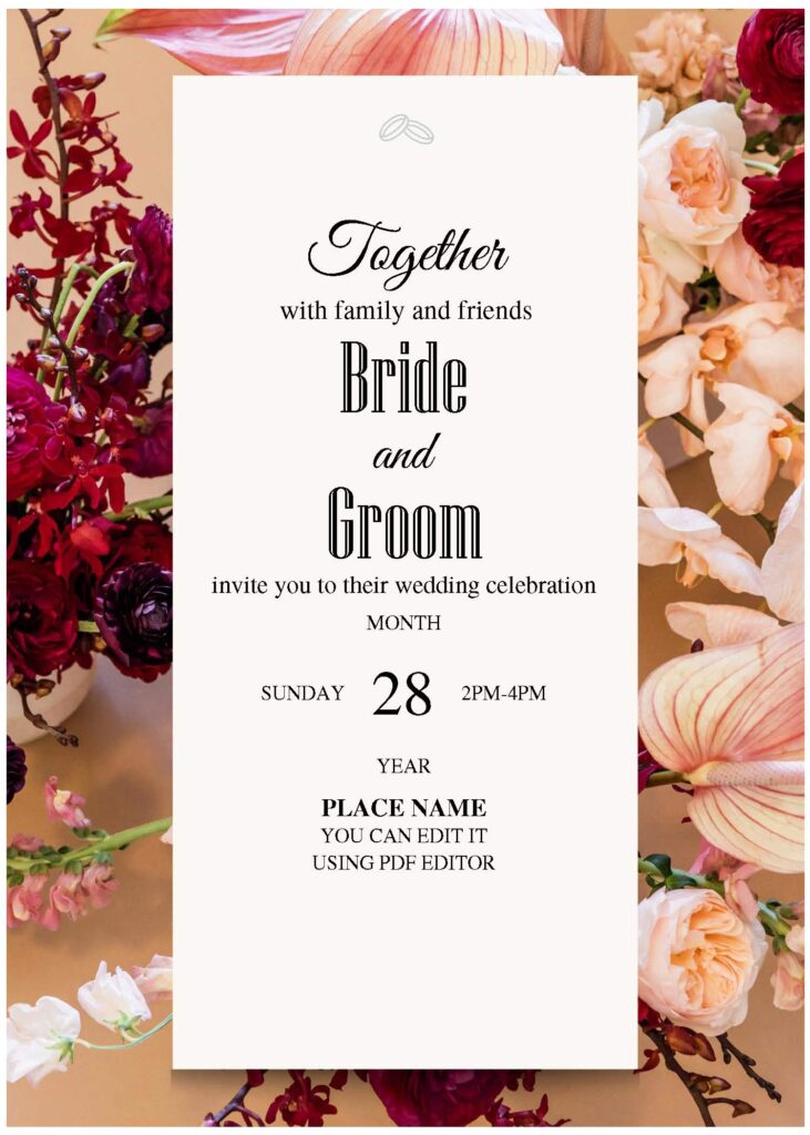 Invitation Template of (Free Editable PDF) Vintage Flower Bouquet Wedding Invitation Templates 1