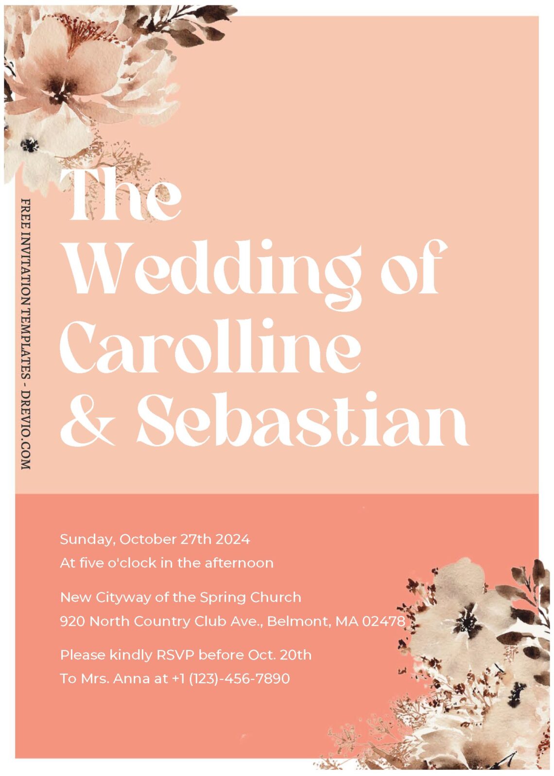 (Free Editable PDF) Dreamy Modern Boho Wedding Invitation Templates with aesthetic garden rose