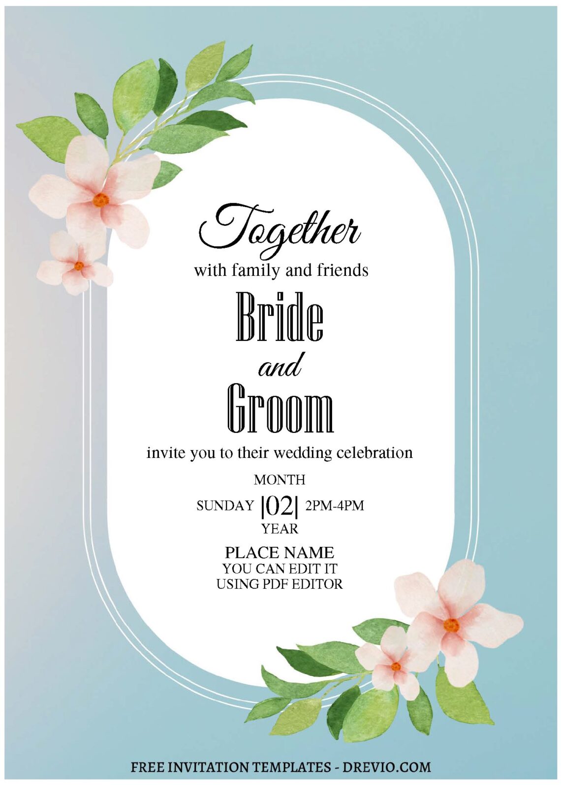 (Free Editable PDF) Soft & Muted Watercolor Floral Wedding Invitation Templates with aesthetic rose