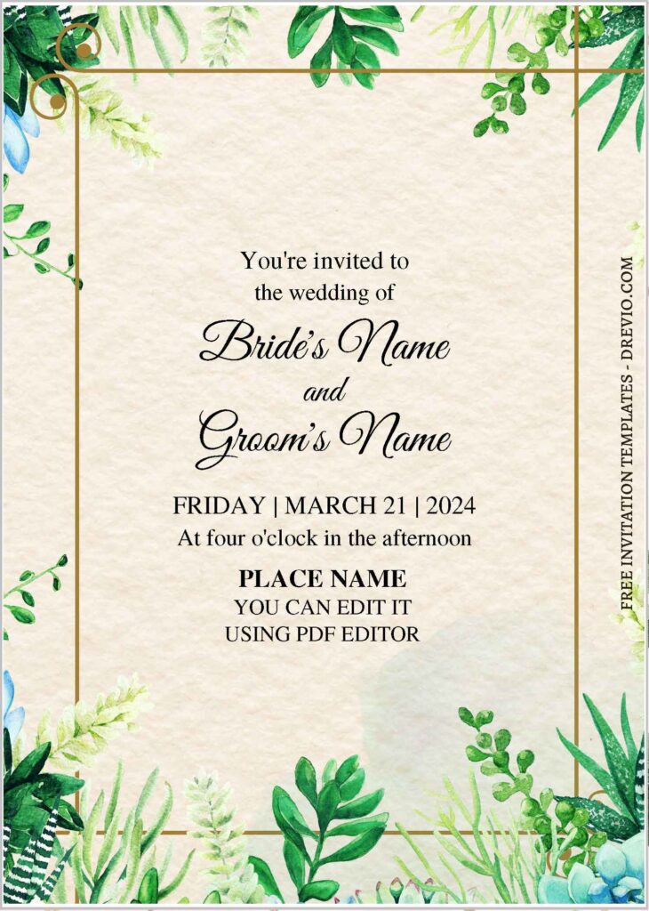 Invitation Template of (Free Editable PDF) Simple Vintage Floral Wedding Invitation Templates 3