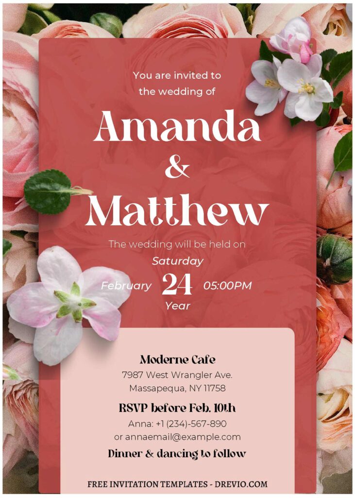 (Free Editable PDF) Delicate Spring Romantic Wedding Invitation Templates with beautiful primrose