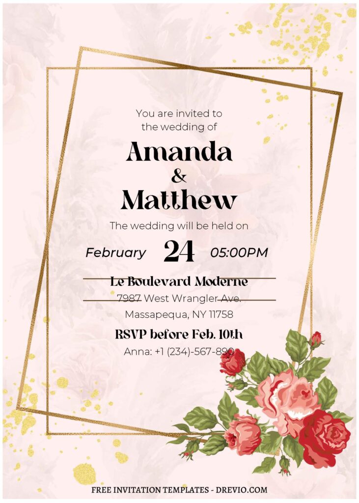 Invitation Template of (Free Editable PDF) Stunning Geometric Floral Wedding Invitation Templates 3