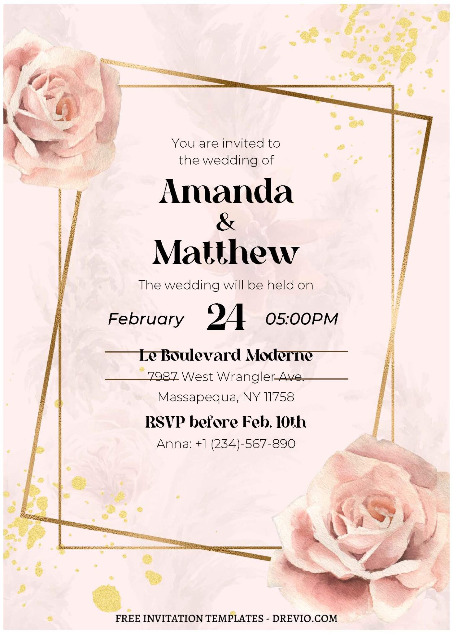 (Free Editable PDF) Stunning Geometric Floral Wedding Invitation ...