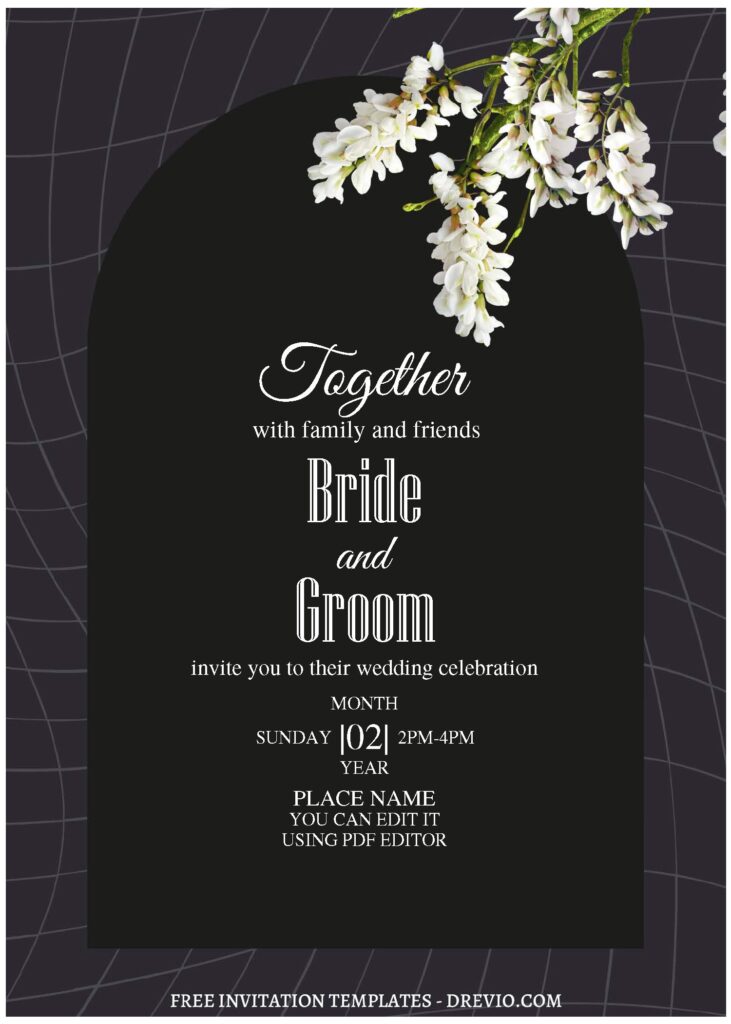 (Free Editable PDF) Magic Garden Wedding Invitation Templates with watercolor Japanese Sakura