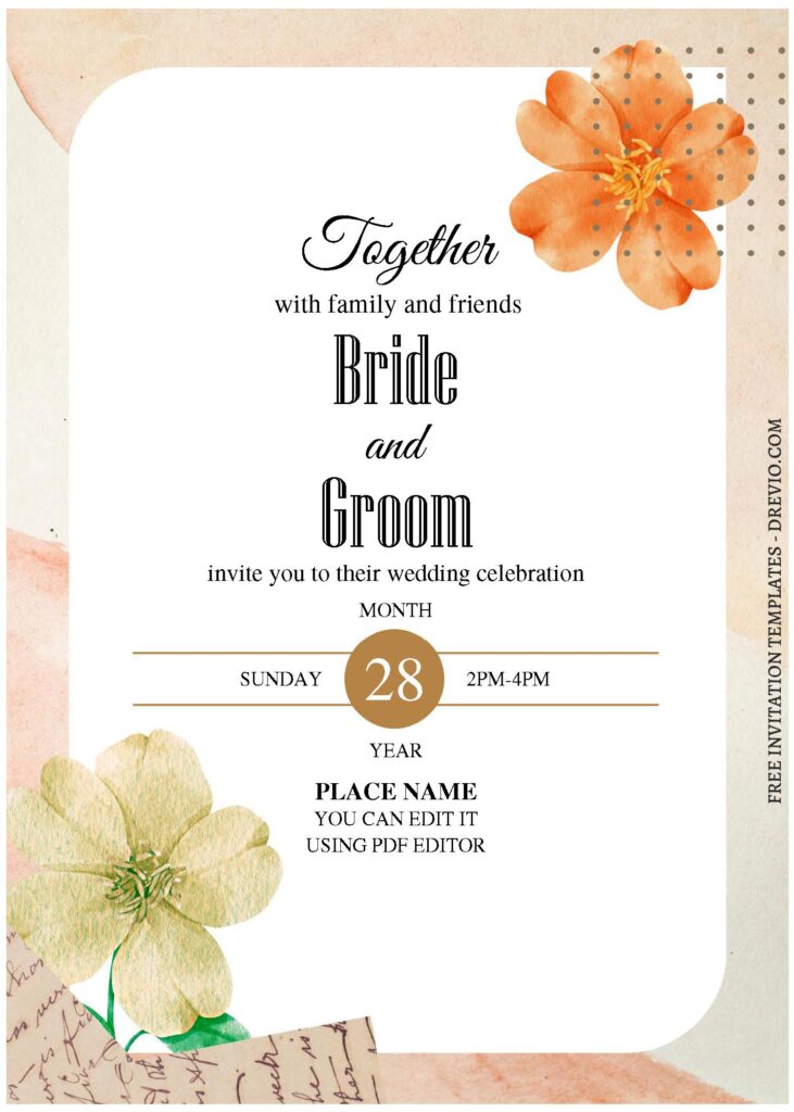 Invitation Template of (Free Editable PDF) Modern Artistic Floral Wedding Invitation Templates 1